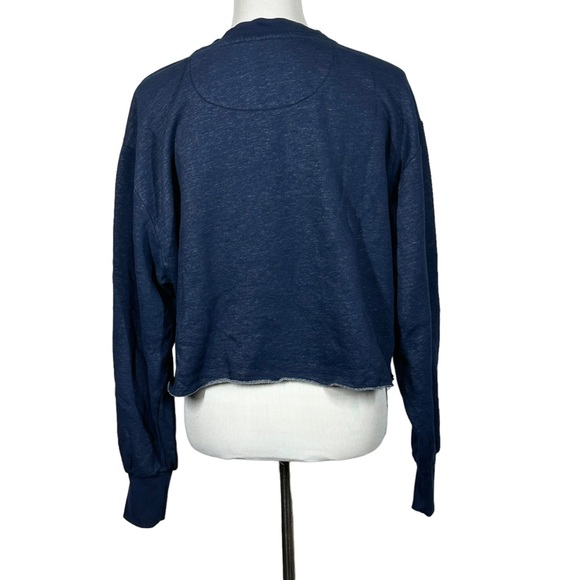 Anthropologie Maeve Blue Cropped Sweatshirt Sz L - Picture 2 of 7